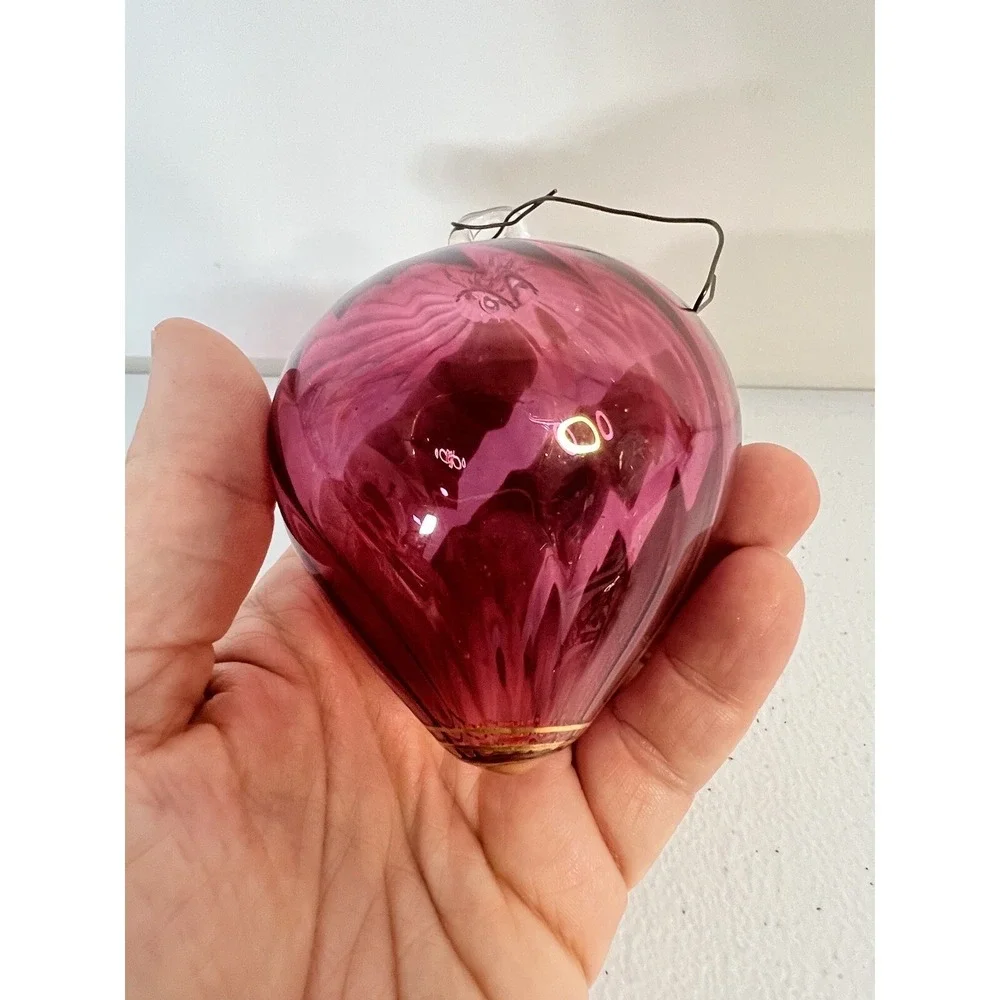 Red Blown Glass Christmas Teardrop And Ball Ornament Set‎ Of 3